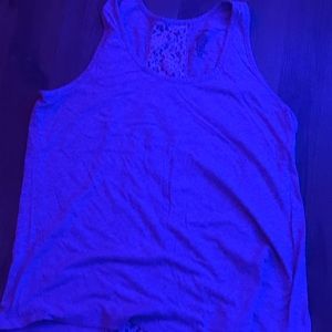 Grey Tank Top With Lace Line On Back